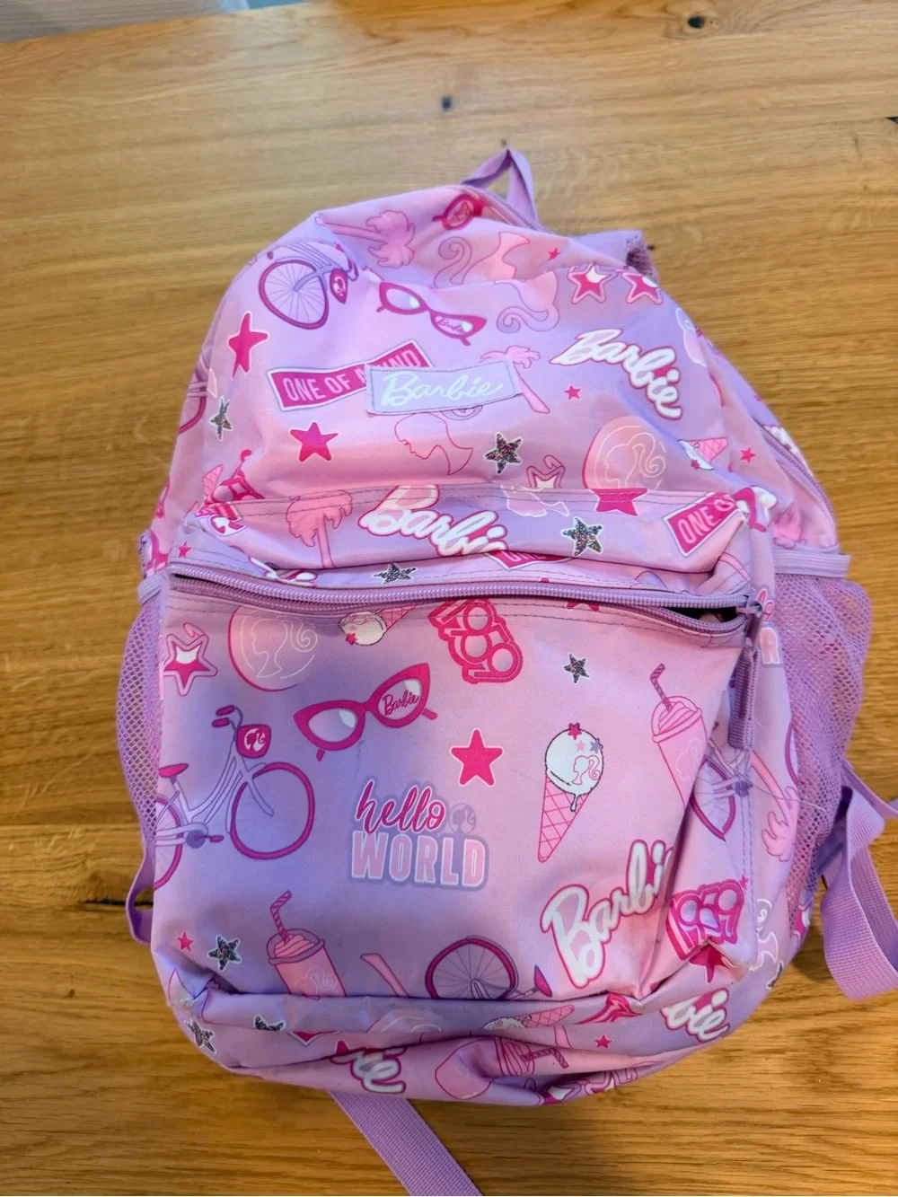 Barbie Pink Printed Kids Backpack with Icon Pattern